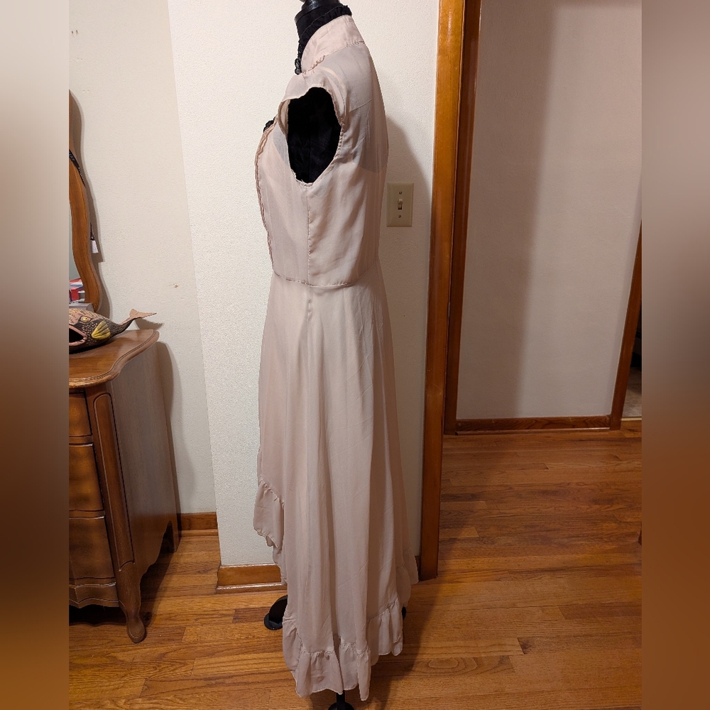 Voodoo Vixen Antique Pink Cream Victorian Goth High Low Vintage Unique Gown - Picture 3 of 10